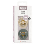 Bibs Colour, suzetă, cauciuc, rotund, mărimea 2, Vanilla & Pine, de la 6 luni, 2 bucăți Bibs Colour, suzetă, cauciuc, rotund, mărimea 2, Vanilla & Pine, de la 6 luni, 2 bucăți