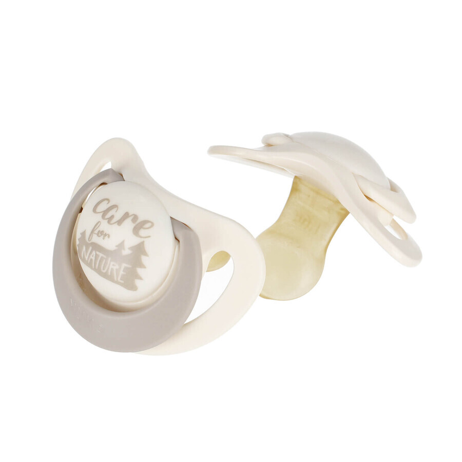 NUK For Nature, pacifier, latex, anatomical, ash gray, 0-6 months, 2 pieces