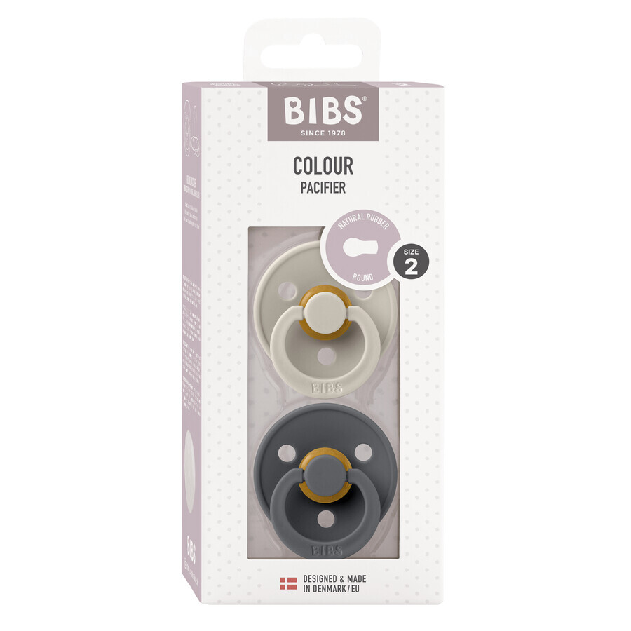 Slabbetjes Kleur, fopspeen, rubber, rond, maat 2, Zand & Ijzer, vanaf 6 maanden, 2 stuks