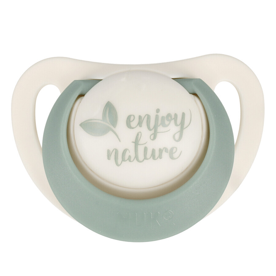 NUK For Nature, chupete, látex, anatómico, verde, 0-6 meses, 2 piezas