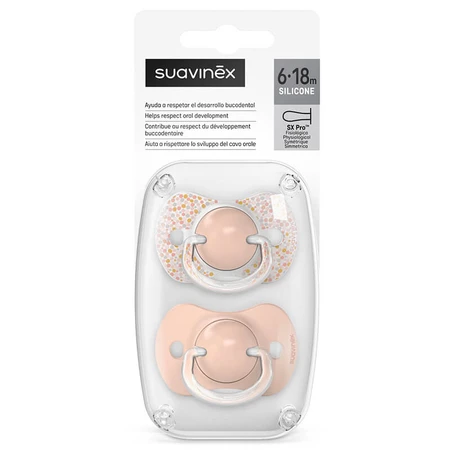Suavinex Dreams SX Pro, chupete fisiológico, silicona, melocotón, 6-18 meses, 2 piezas