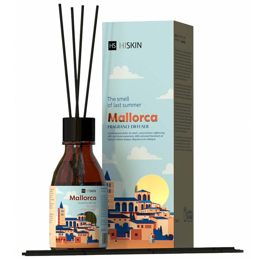 Hiskin Bon Voyage, bastoncino diffusore, Mallorca, 80 ml