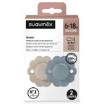 Suavinex Wonder SX Pro, ciuccio fisiologico, in silicone, grigio, navy, 6-18 mesi, 2 pezzi Suavinex Wonder SX Pro, ciuccio fisiologico, in silicone, grigio, navy, 6-18 mesi, 2 pezzi