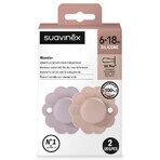 Suavinex Wonder SX Pro, chupete fisiológico, silicona, lavanda, rosa, 6-18 meses, 2 piezas Suavinex Wonder SX Pro, chupete fisiológico, silicona, lavanda, rosa, 6-18 meses, 2 piezas