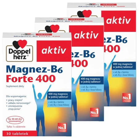 Doppelherz aktiv Magnesium-B6 Forte 400, 3 x 30 Tabletten