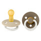 Bibs Colour Night Glow, pacifier, rubber, round, glow in the dark, size 2, Vanilla &amp; Dark Oak, from 6 months, 2 pieces