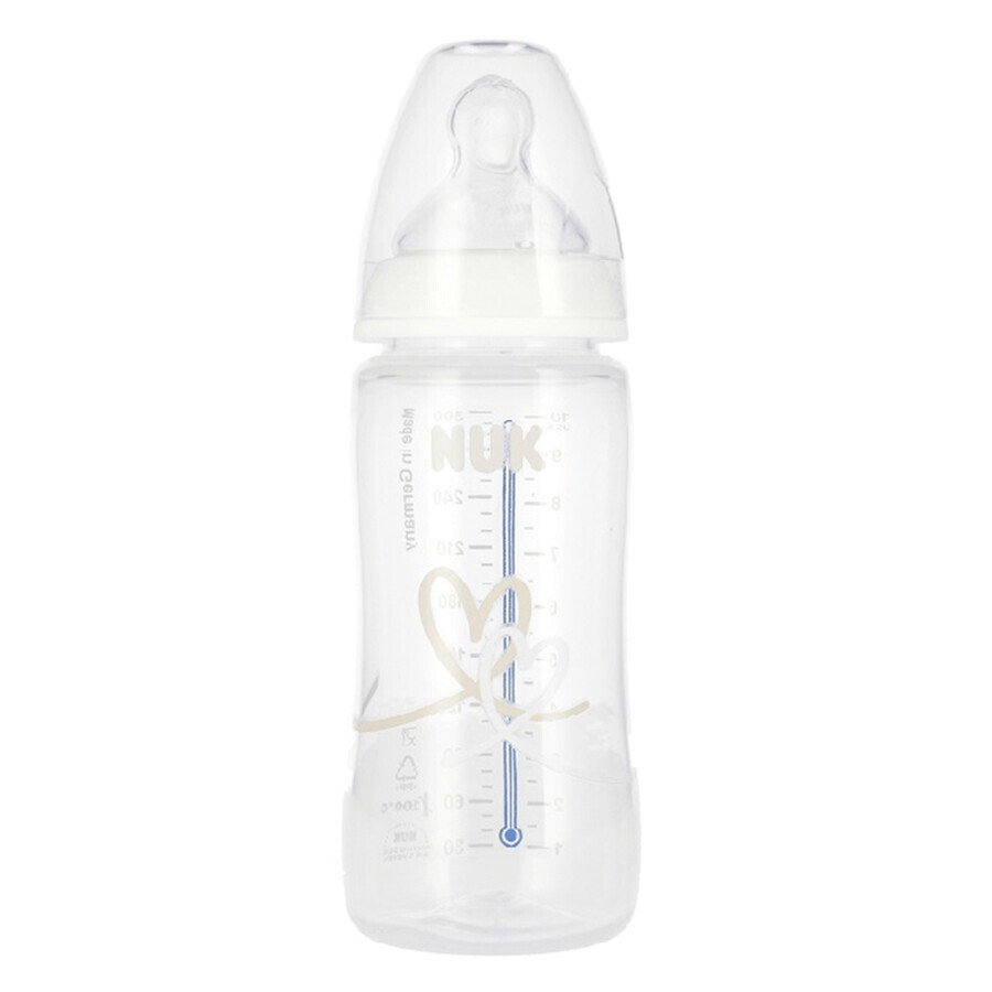 NUK First Choice+, biberon anti-colique avec indicateur de température et tétine en silicone Flow Control, 6-18 mois, 300 ml