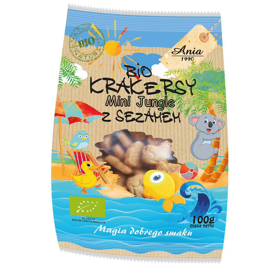 Winkel op Ania Mini Jungle Bio Bio Crackers met sesam, 100 g Ania Mini Jungle Bio Bio Crackers met sesam, 100 g