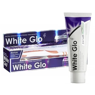 White Glo 2in1, tandpasta met mondwater, whitening, 100 ml + tandenborstel en tandenstokers cadeau