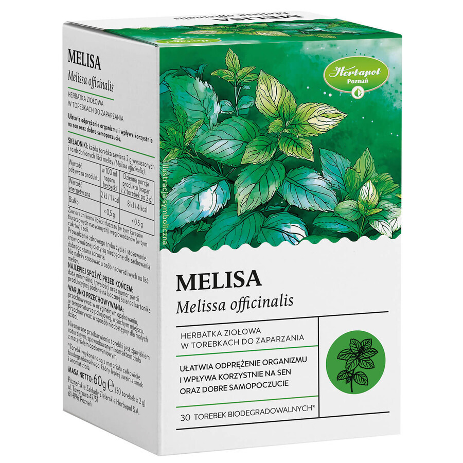 Herbapol Melissa, herbal tea, 30 biodegradable sachets