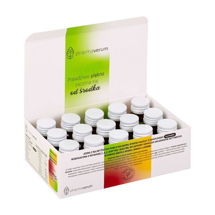 Beautyllagen Shot, aromă de mere și lime, 30 ml x 15 unități