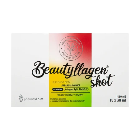 Beautyllagen Shot, appel- en limoensmaak, 30 ml x 15 eenheden