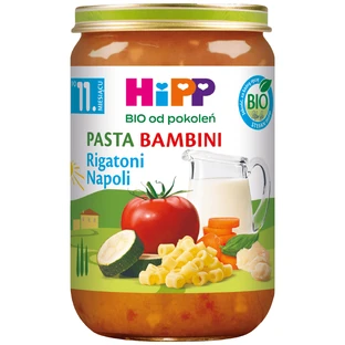 HiPP Pasta Bambini Bio, rigatoni napoli, after 11 months, 220 g