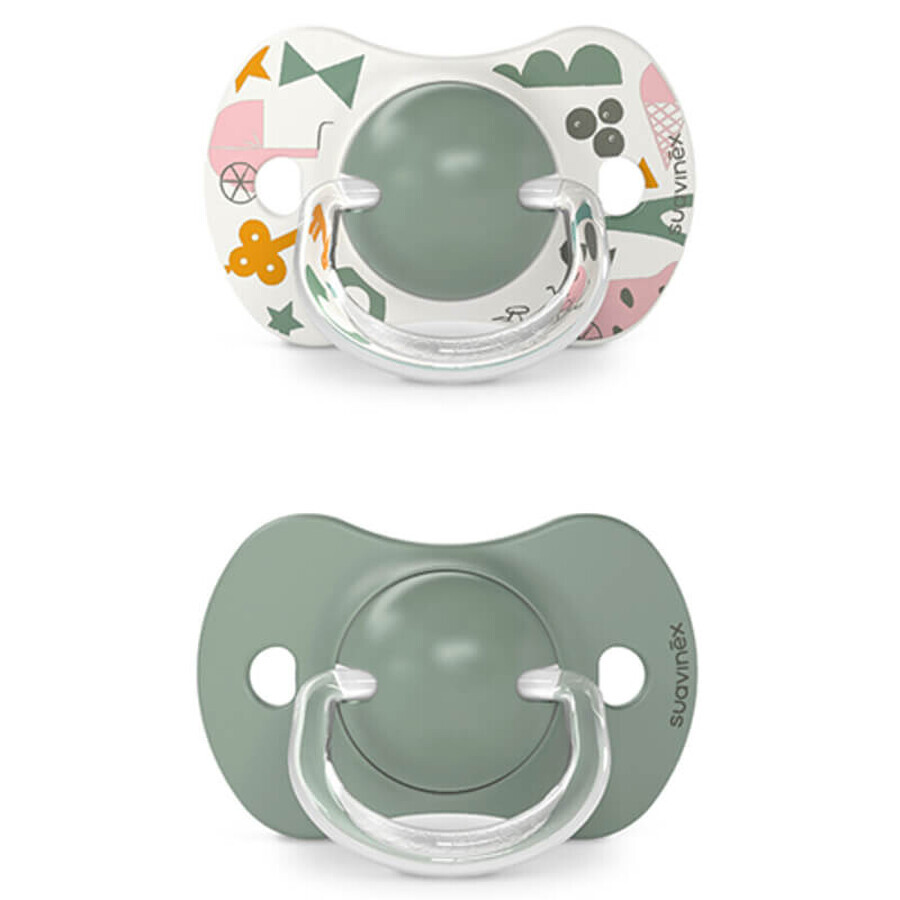 Suavinex A walk in the park SX Pro, fysiologische fopspeen, silicone, olijf, vanaf 18 maanden, 2 stuks