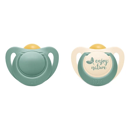NUK For Nature, pacifier, latex, anatomical, green, 18-36 months, 2 pieces