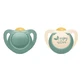 NUK For Nature, pacifier, latex, anatomical, green, 18-36 months, 2 pieces