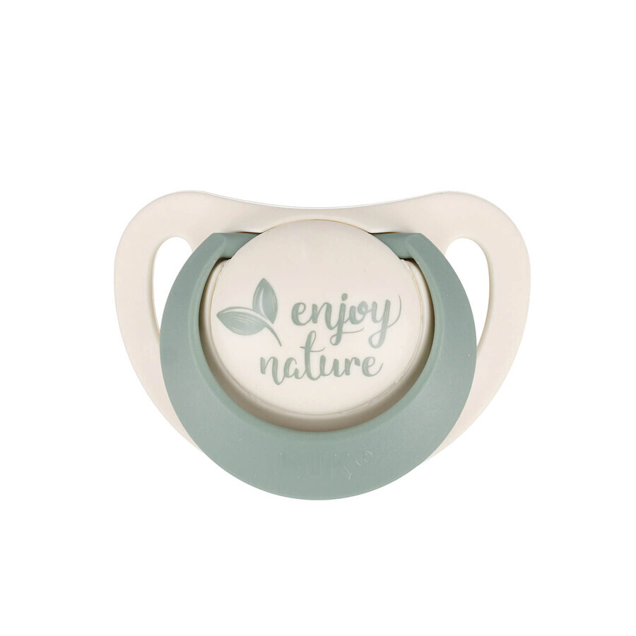 NUK For Nature, pacifier, latex, anatomical, green, 6-18 months, 2 pieces