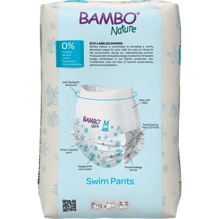 Bambo Nature Pants Swim, pañales de natación, talla M, 12+ kg, 12 unidades