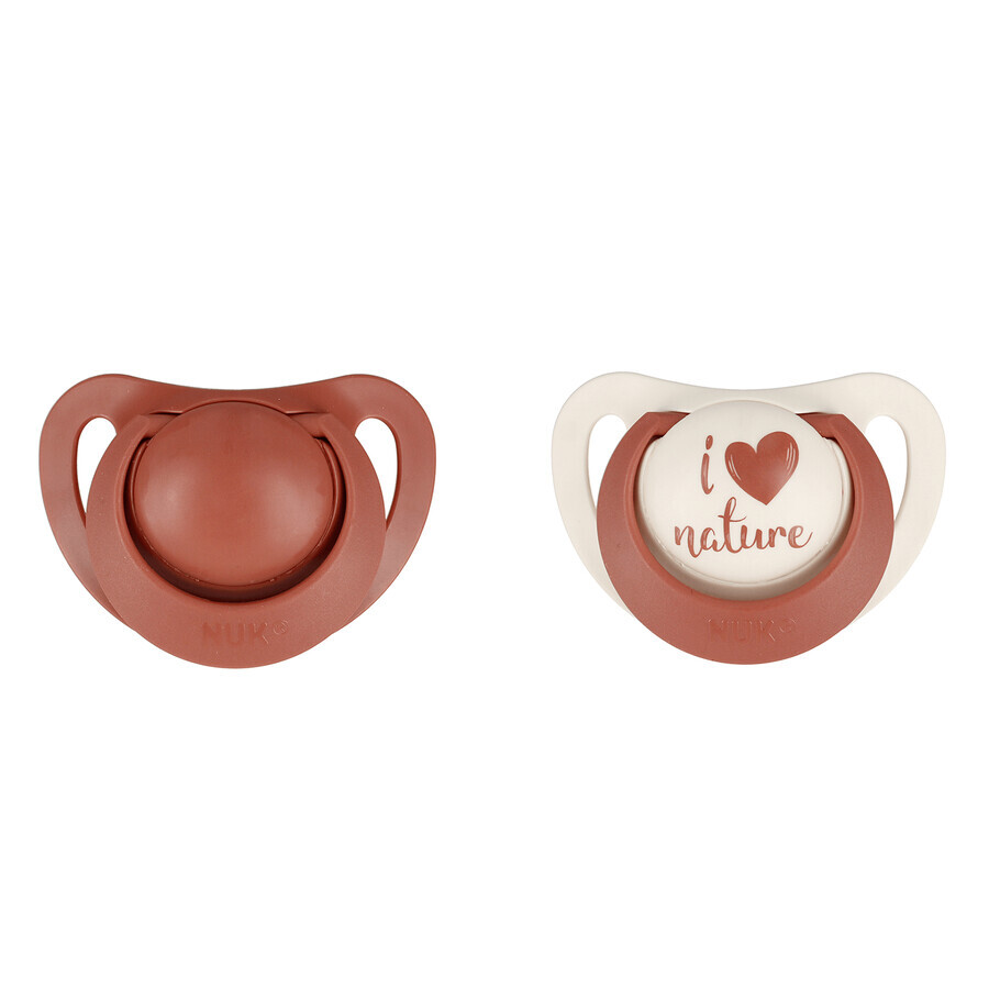 NUK For Nature, pacifier, silicone, anatomic, red, 0-6 months, 2 pieces