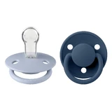 Slabbetjes De Lux, fopspeen, siliconen, rond, one size, Dusty Blue & Steel Blue, 0-36 maanden, 2 stuks