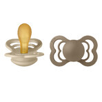 Bibs Supreme, pacifier, rubber, symmetrical, size 2, Vanilla & Dark Oak, from 6 months, 2 pieces