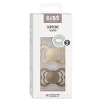 Bibs Supreme, pacifier, rubber, symmetrical, size 2, Vanilla & Dark Oak, from 6 months, 2 pieces
