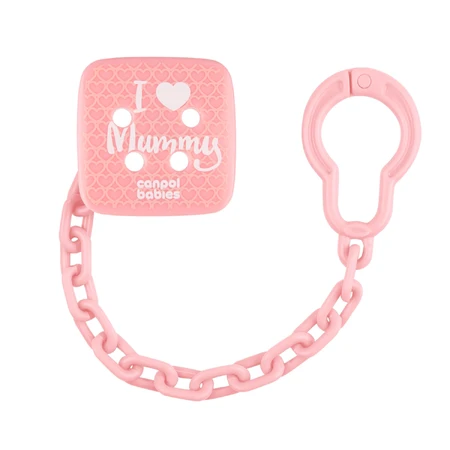 Canpol Babies, Chaîne à tétines I Love Mummy, rose, 1 pc