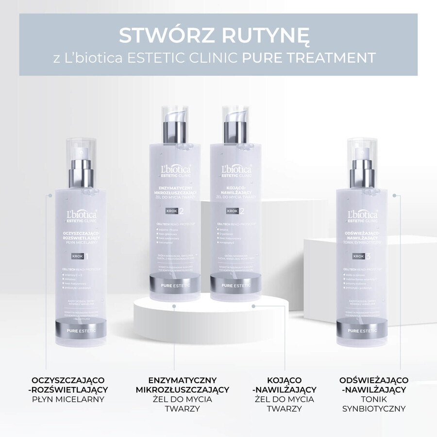 L'Biotica Clínica Estética Gel microexfoliante enzimático puro, 200 ml + fluido micelar purificante y abrillantador, 50 ml gratis