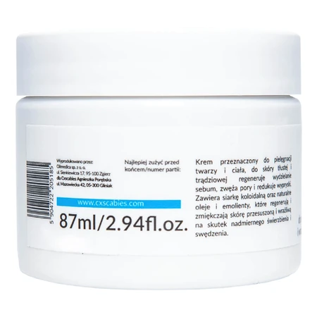 CxScabies Sulfur Cream 15% face and body care cream for dry and sensitive skin, 87 ml, Aperla