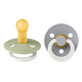 Bibs Colour Night Glow, nipple, rubber, round, glow in the dark, size 2, Sage &amp; Cloud, from 6 months, 2 pieces