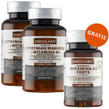 Set Singularis Superior Magnesium Citrate + Vitamina B6, 2 x 120 comprimate filmate + Vitamina D3 Forte 4000 UI, 60 capsule moi gratuit