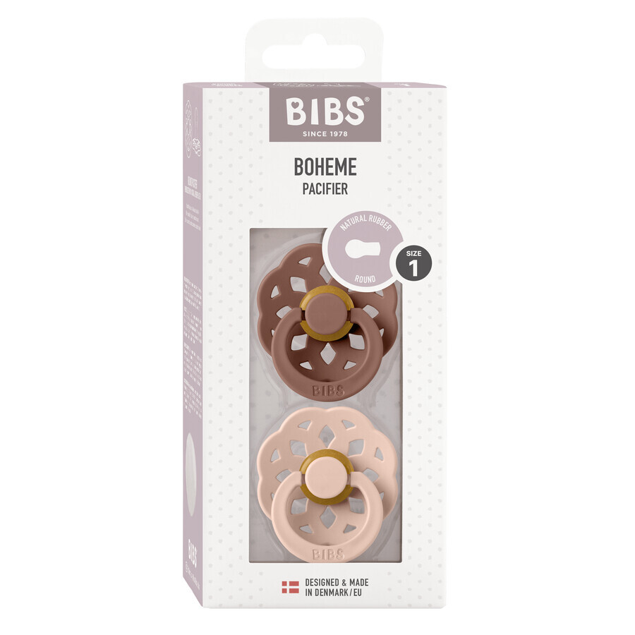 Lätzchen Boheme, Schnuller, Gummi, rund, Größe 1, Woodchuck & Blush, ab Geburt, 2 Stück