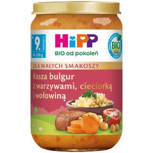 Assiette HiPP Bio, boulgour aux légumes, pois chiches et bœuf, après 11 mois, 220 g