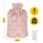 4Fizjo, termofor în capac, roz cu pompoane, 2000 ml 4Fizjo, termofor în capac, roz cu pompoane, 2000 ml
