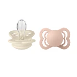 Slabbetjes Supreme, fopspeen, silicone, symmetrisch, maat 1, Ivory & Blush, vanaf de geboorte, 2 stuks