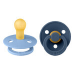 Bavoirs Colour, tétine, caoutchouc, rond, taille 1, bleu ciel et bleu acier, dès la naissance, 2 pièces