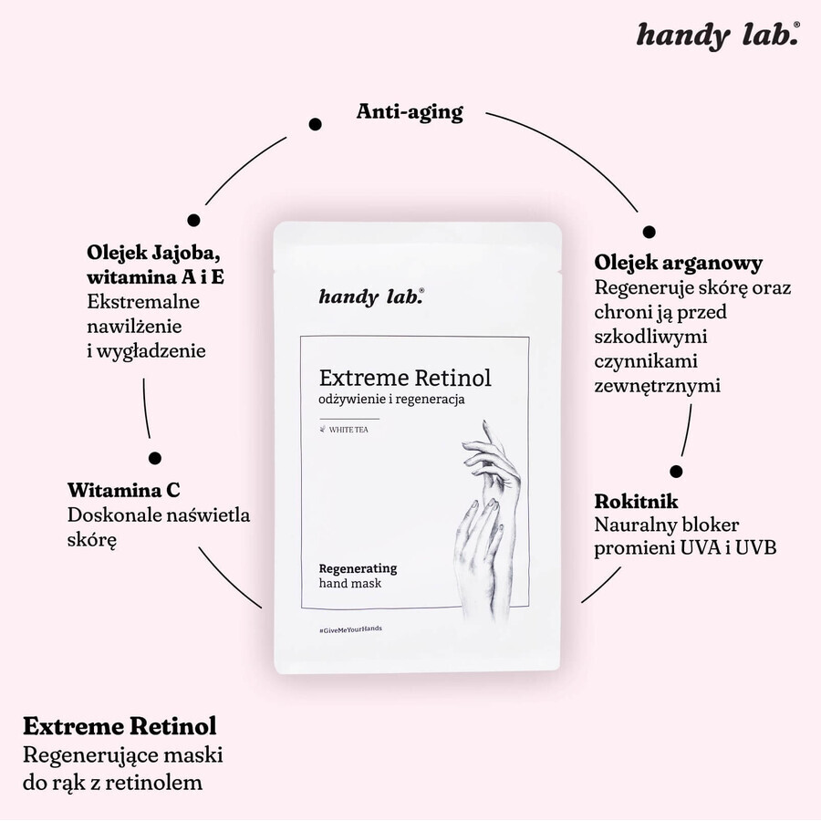 Handy Lab. Extreme Retinol, hand mask with gloves, 30 g