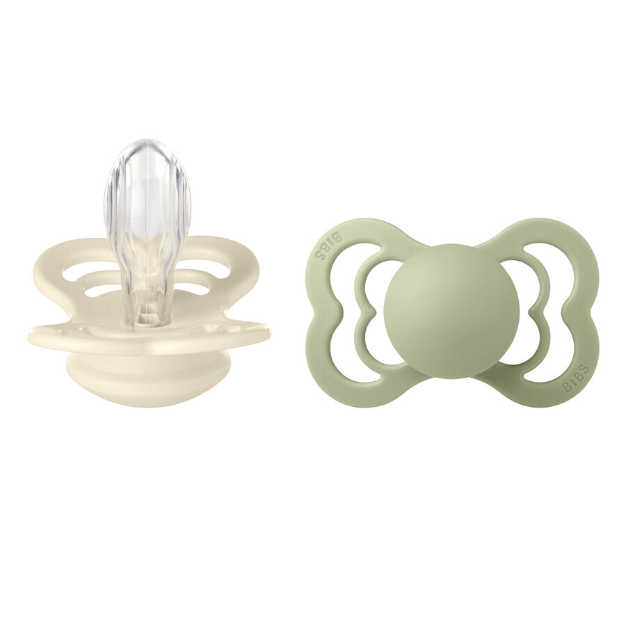 Lätzchen Supreme, Schnuller, Silikon, symmetrisch, Größe 2, Ivory & Sage, ab 6 Monaten, 2 Stück