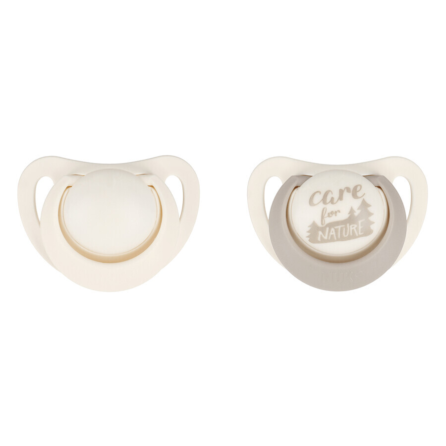 NUK For Nature, pacifier, latex, anatomical, ash gray, 18-36 months, 2 pieces
