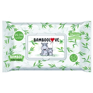Bamboolove, bamboo wet wipes, biodegradable, 60 pieces