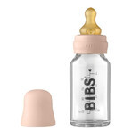 Biberon Bibs, biberon en verre avec tétine en caoutchouc à débit lent, Blush, dès la naissance, 110 ml