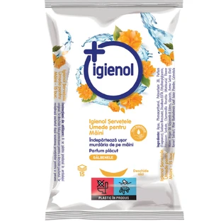 Lingettes humides pour les mains, 15 pièces, Marigold, Igienol