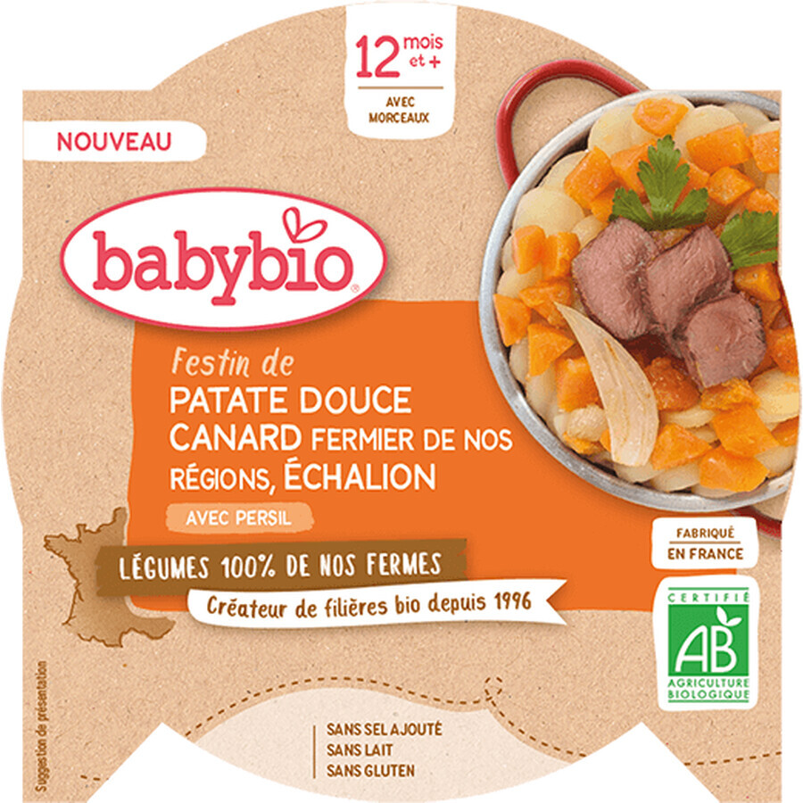 Buy Babybio Sweet potatoes with farmed duck meat, Echalion shallots and a pinch of rosemary 230 g Babybio Sweet potatoes with farmed duck meat, Echalion shallots and a pinch of rosemary 230 g