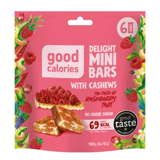 Mini barritas de anacardos y frambuesa, 102 g, Good Calories
