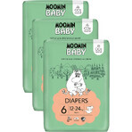 Moomin baby 6 Maxi 12-24 kg, paquet mensuel de couches bio 102 pcs Moomin baby 6 Maxi 12-24 kg, paquet mensuel de couches bio 102 pcs