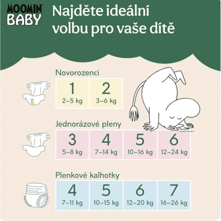 Moomin baby 6 Maxi 12-24 kg, paquet mensuel de couches bio 102 pcs