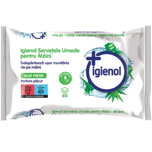 Lingettes humides pour les mains, 60 pièces, Aloe Vera, Igienol