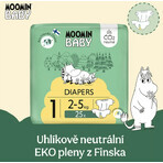 Moomin baby 1 Newborn 2-5 kg, maandelijks pak biologische luiers 75 stuks