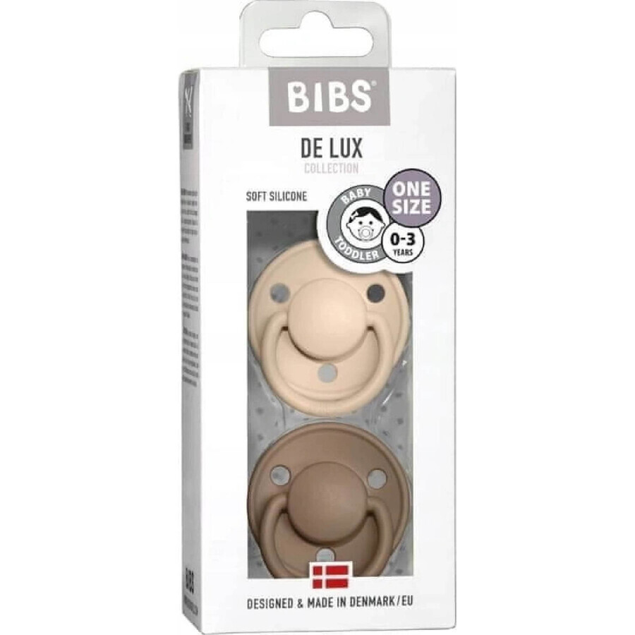 BIBS De Lux Silicone pacifiers, one size, vanilla/dark red 0-36m 2 pcs