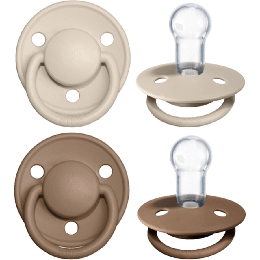 BIBS De Lux Silicone pacifiers, one size, vanilla/dark red 0-36m 2 pcs